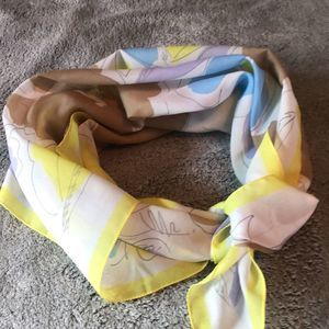 Scarf in purple, brown, blue, yellow, and grey/ spring/square 29x29